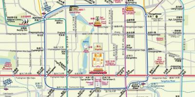 Mapa de Beijing subway mapa con atraccións turísticas