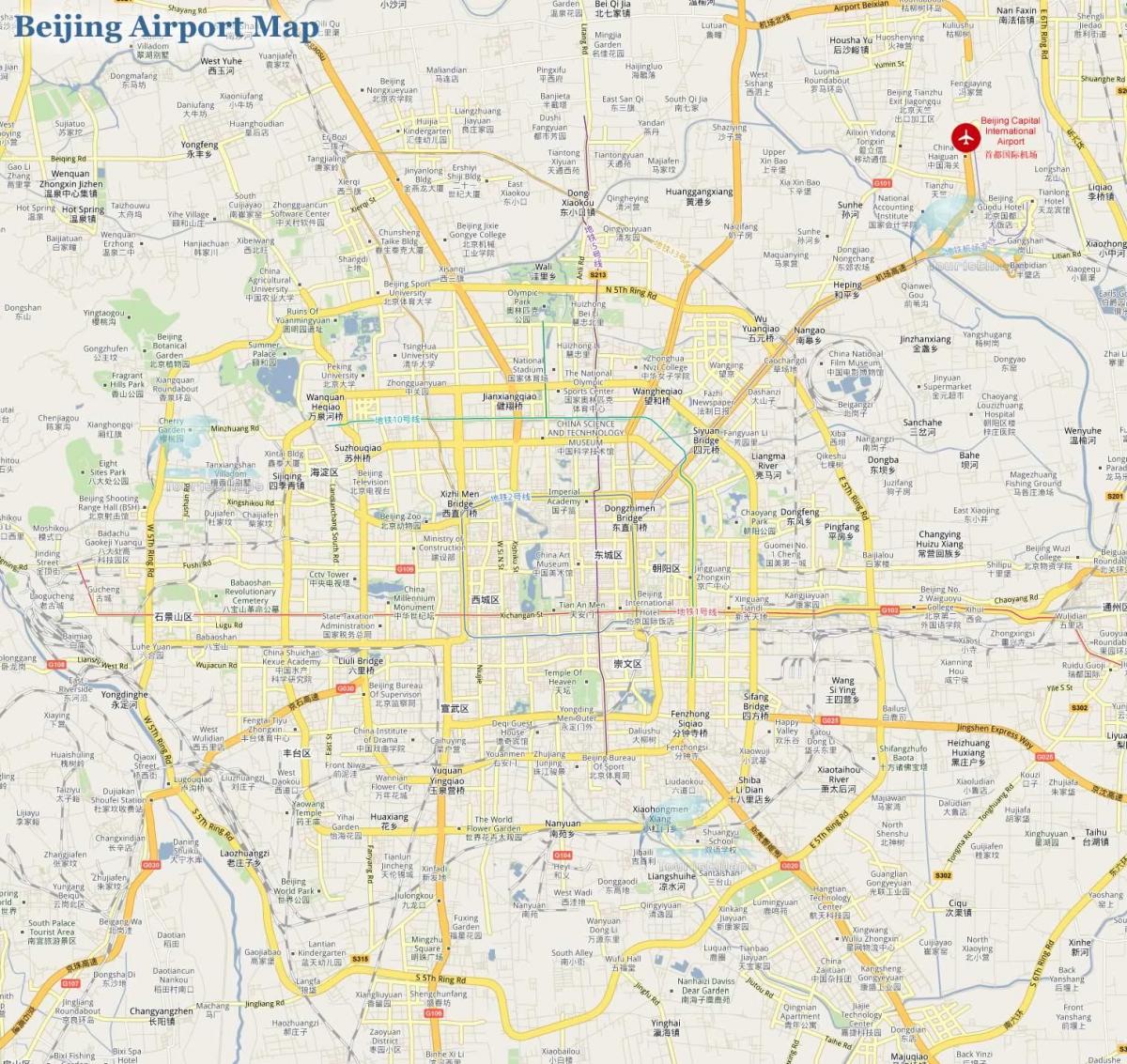 Pequín aeroporto de capital mapa