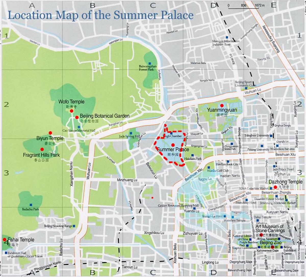 mapa do palacio de verán Beijing