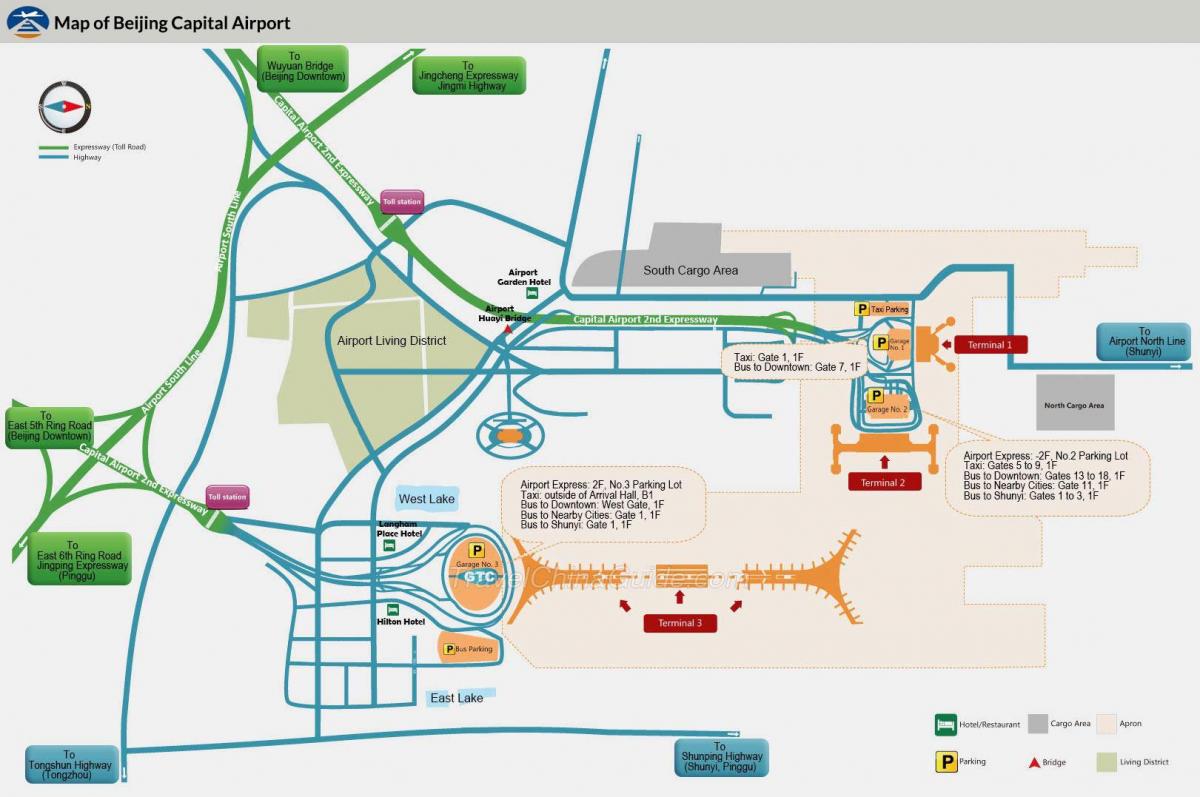Pequín terminal de aeroporto mapa