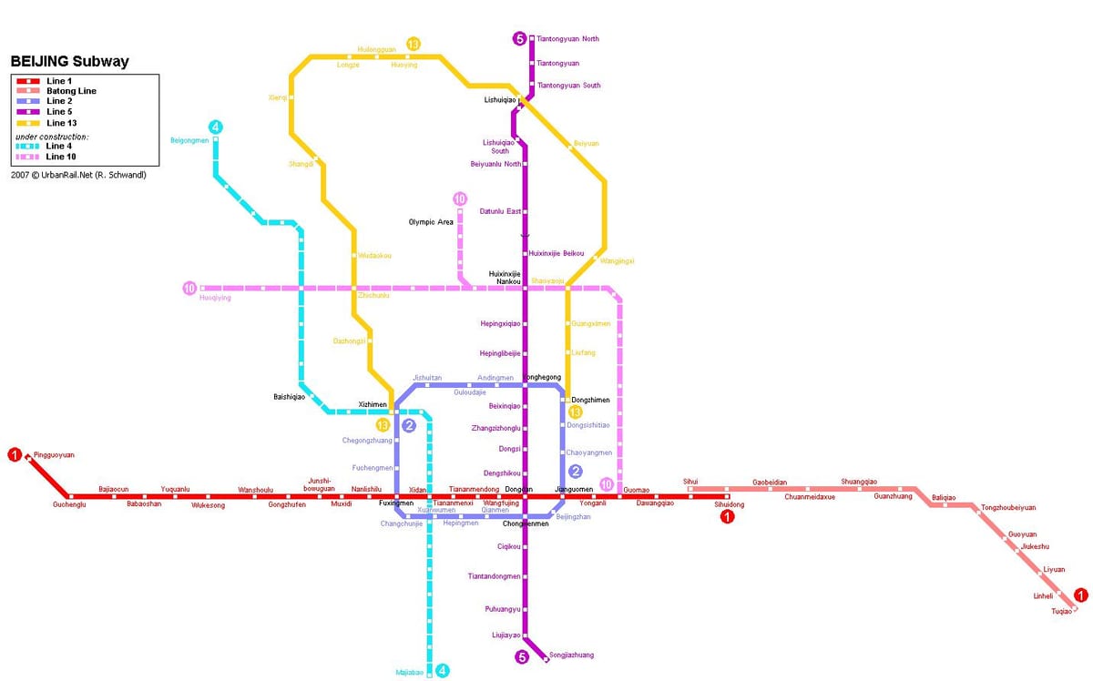 mapa de Pequín, a cidade subterránea