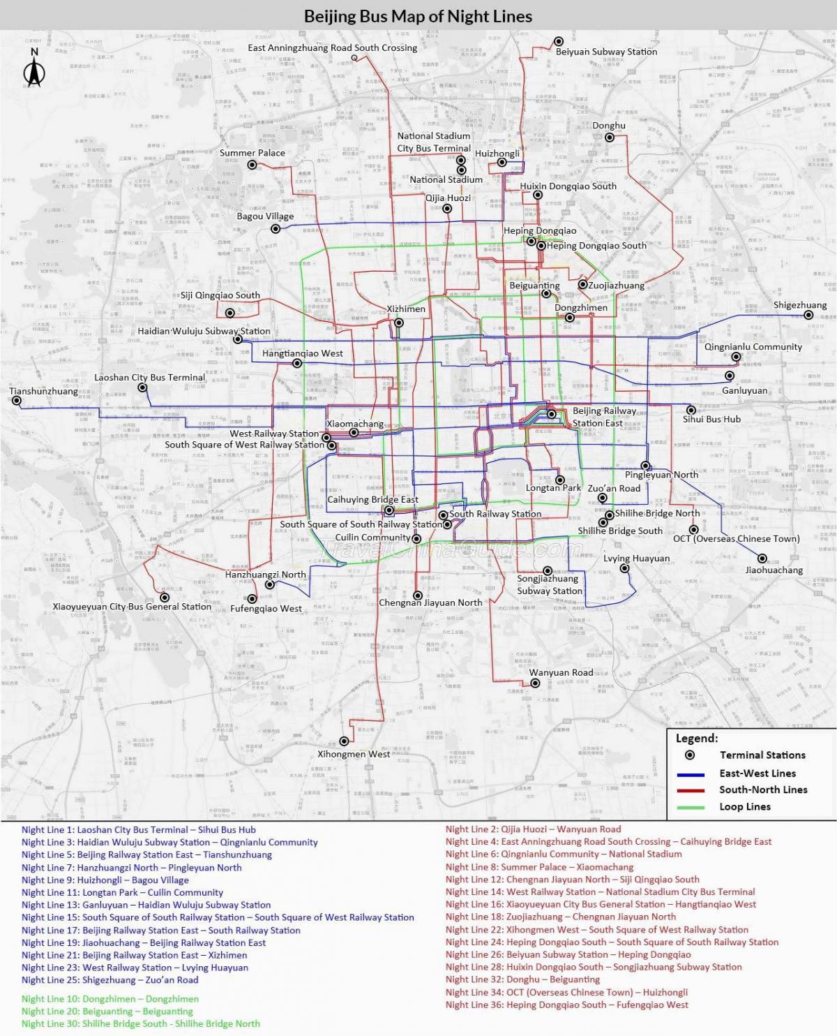 Pequín ruta de autobús mapa