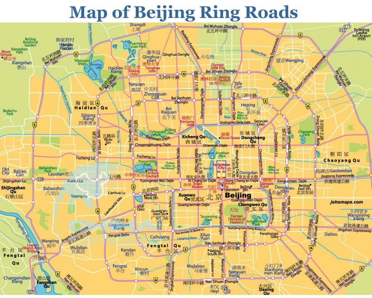 Pequín anel viario mapa
