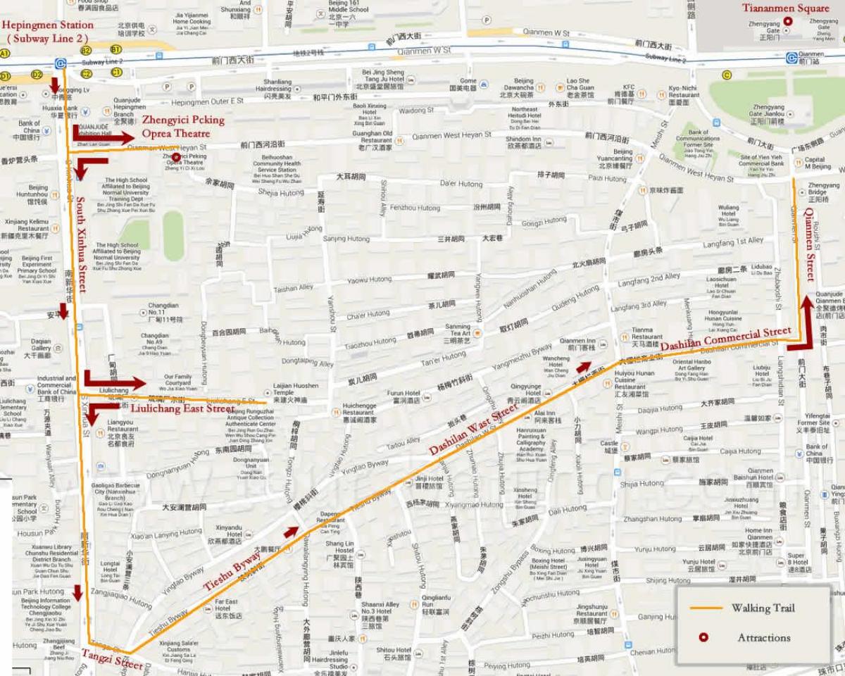 mapa de Pequín walking tour 